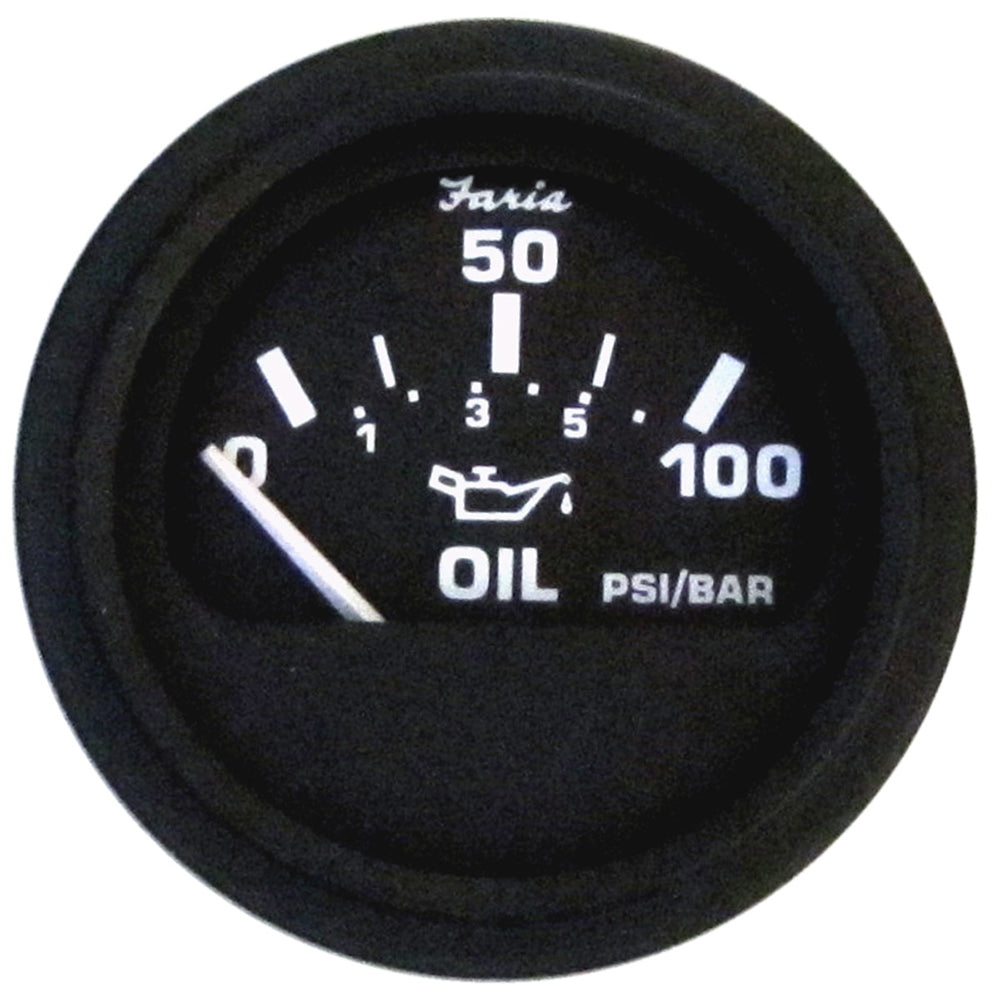 Faria Beede Instruments Faria Euro Black 2" Oil Pressure Gauge (100 PSI) — marine gauges