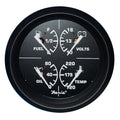 Faria Beede Instruments Faria Euro Black 4" Multifunction Gauge - Volt/Fuel/Oil/Water Temperature — marine gauges