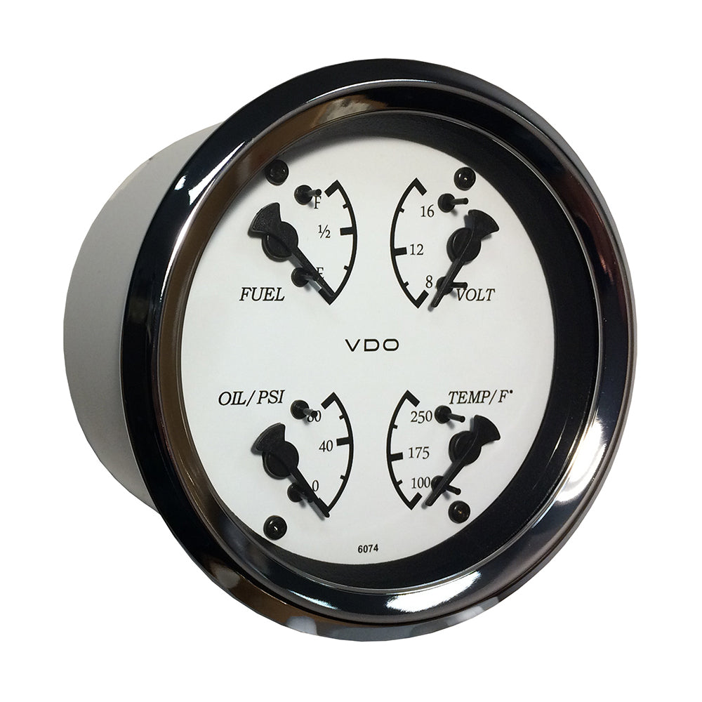 VDO Cockpit Marine 85mm (3-3/8") 4 in 1 Gauge - White Dial/Bezel — marine gauges