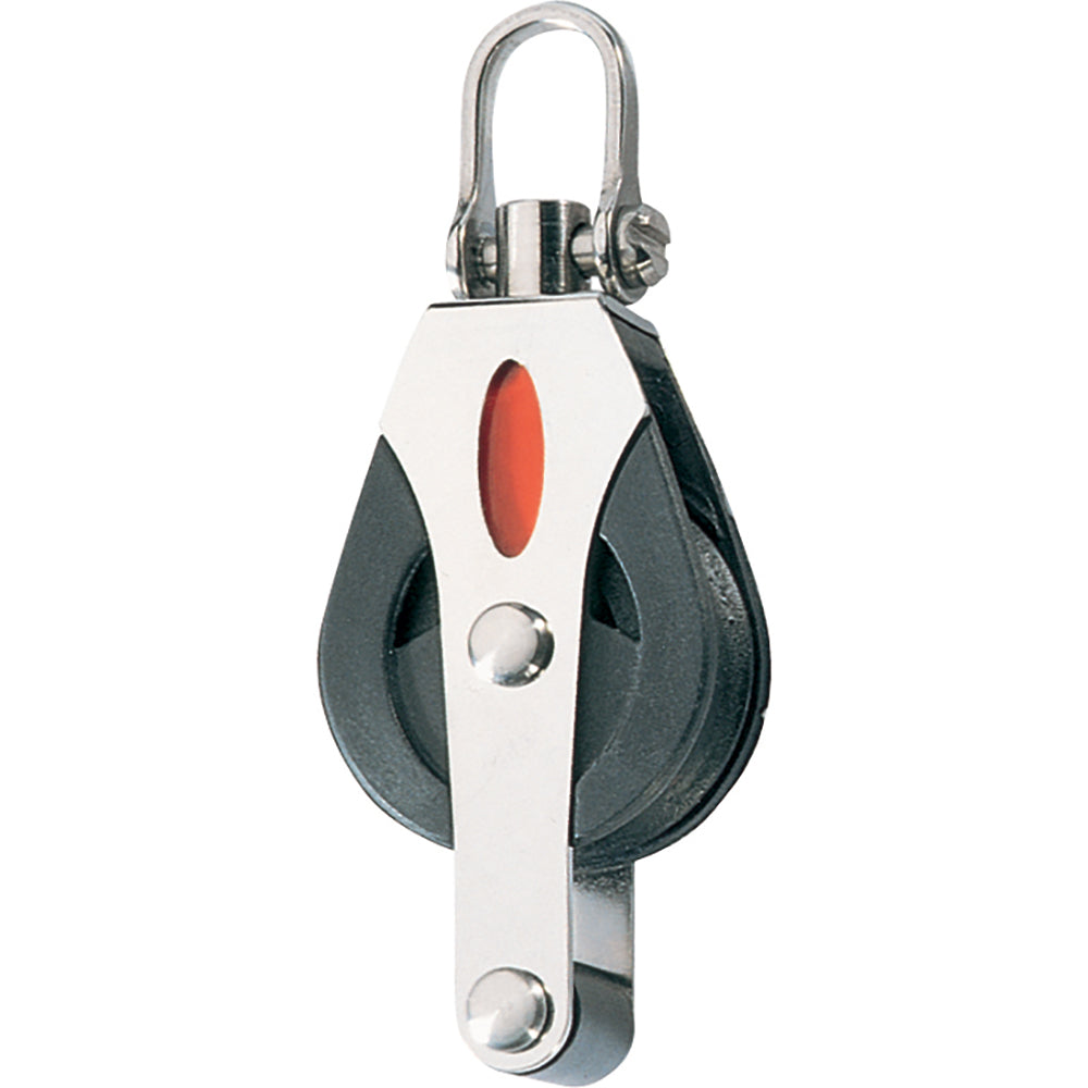 Ronstan Series 30 Utility Ball Bearing Block - Single, Becket, Swivel Shackle Head — marine blocks