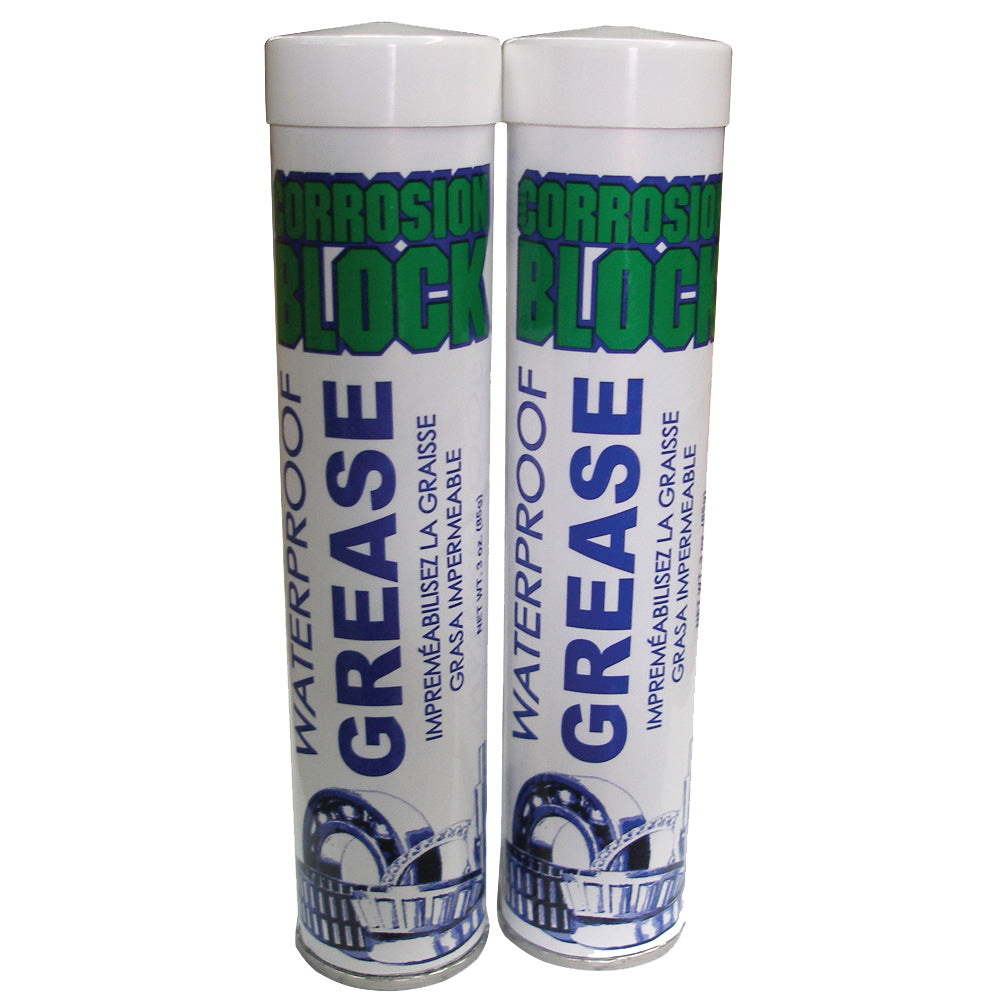 Corrosion Block High Performance Waterproof Grease - (2) 3oz Cartridges - Non-Hazmat, Non-Flammable & Non-Toxic — marine cleaning