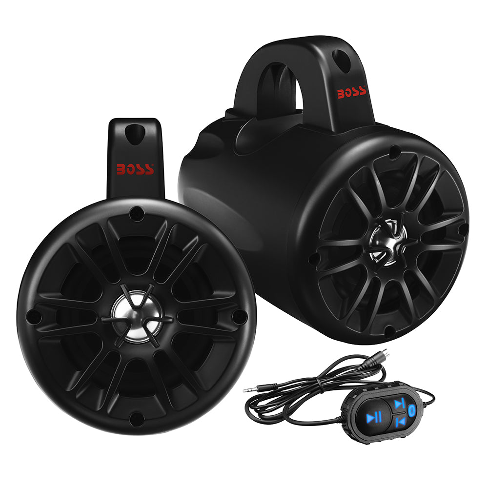 Boss Audio 4" BM40AMPBT Amplified Waketower Speakers - Matte Black - 500W — marine speakers - tower/soundbars