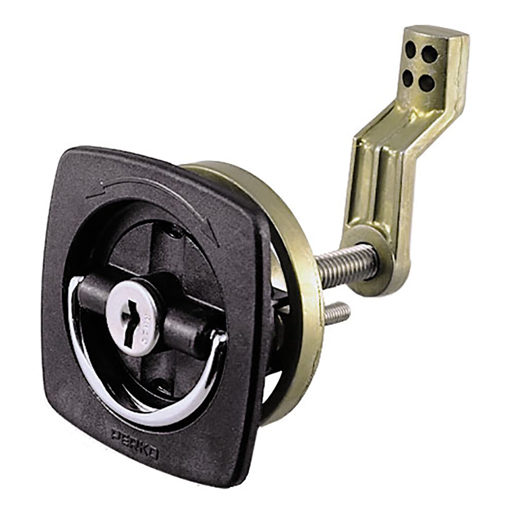Perko Black Flush Lock - 2.5" x 2.5" w/Offset Cam Bar & Flexible Polymer Strike — marine latches