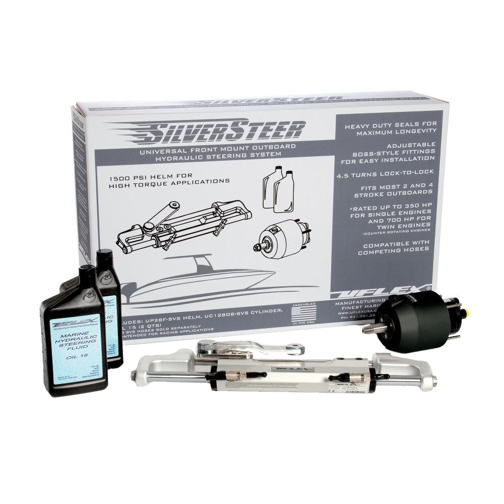 Uflex USA Uflex SilverSteer™ Universal Front Mount Outboard Hydraulic Steering System w/ UC128-SVS-1 Cylinder — marine steering systems