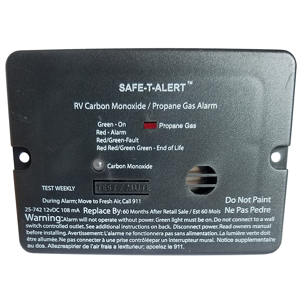 Safe-T-Alert Combo Carbon Monoxide Propane Alarm - Flush Mount - Mini - Black — marine fume detectors