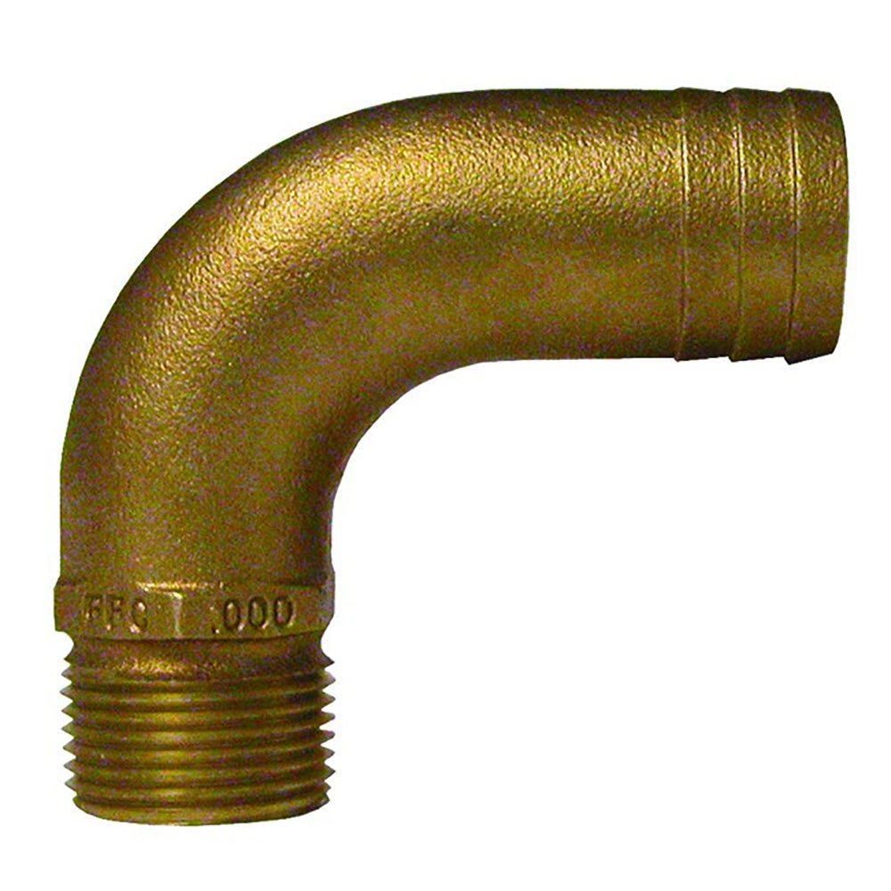 GROCO 2" NPT x 2-1/4" ID Bronze Full Flow 90° Elbow Pipe to Hose Fitting — marine fittings
