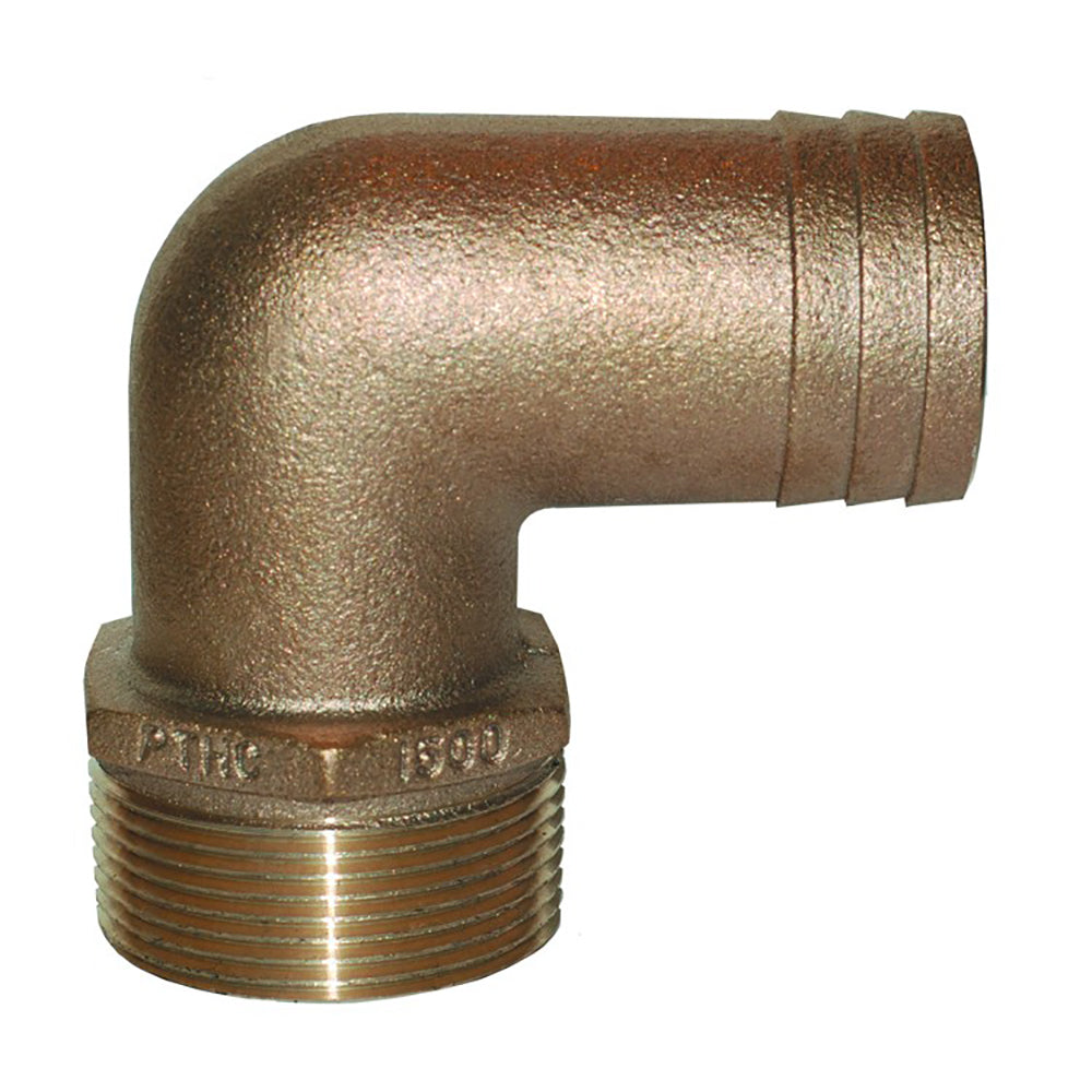 GROCO 3/4" NPT x 3/4" ID Bronze 90 Degree Pipe to Hose Fitting Standard Flow Elbow — marine fittings