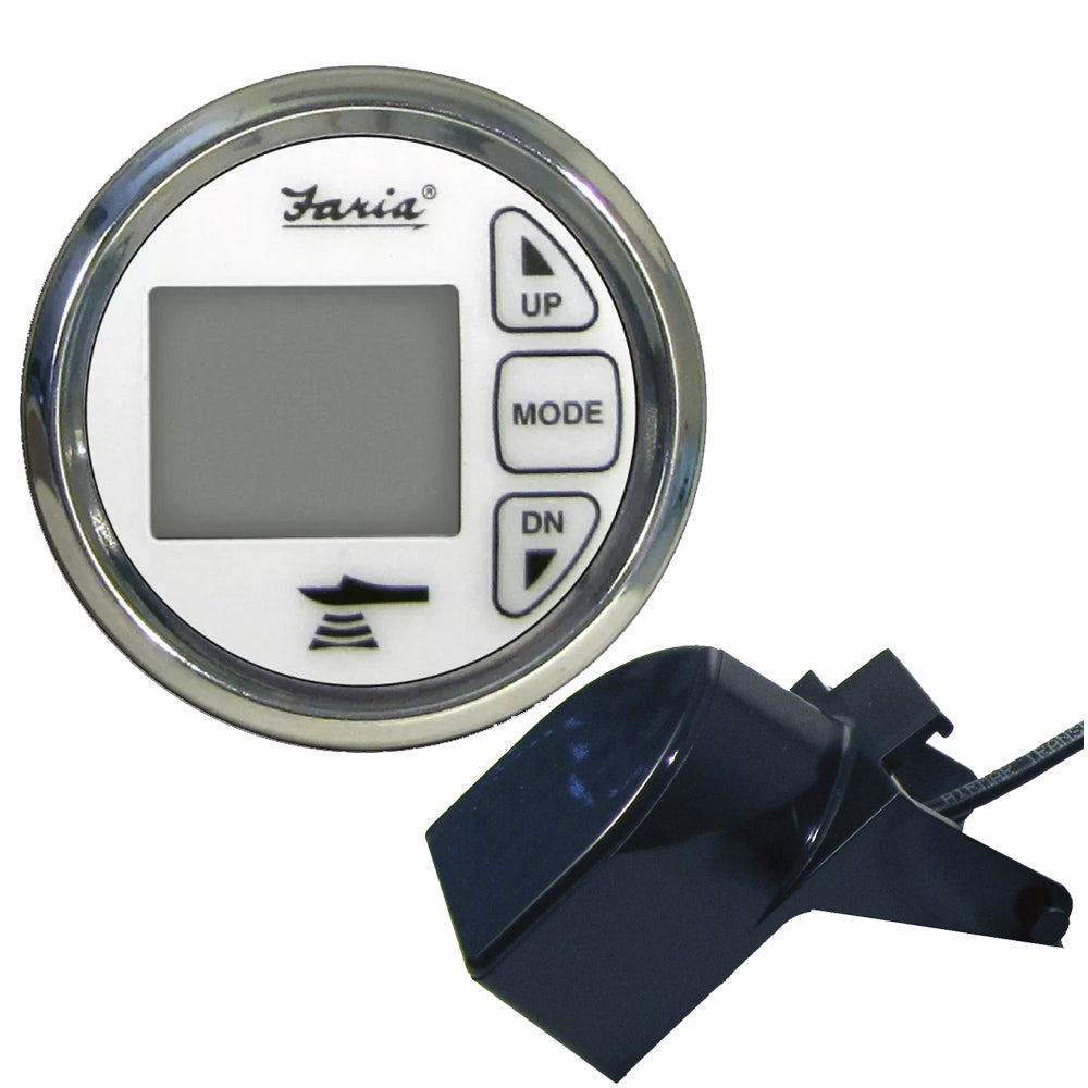 Faria Beede Instruments Faria Chesapeake White SS 2" Dual Depth & Temp Sounder w/Transom Mount Transducer — marine gauges