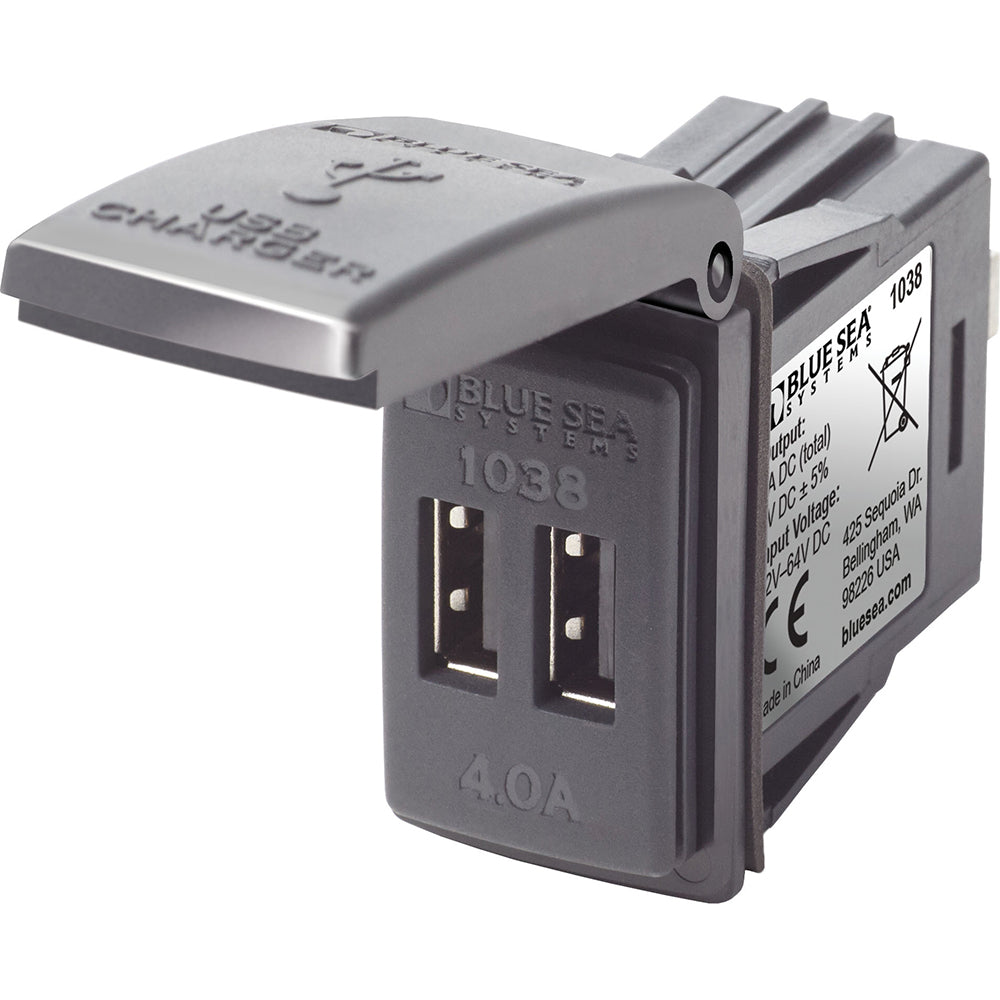 Blue Sea Systems Blue Sea 1038 48V Dual USB Charger Contura Switch Mount — marine accessories