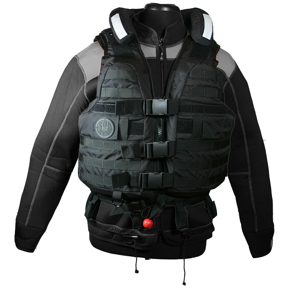 First Watch HBV-100 High Buoyancy Tactical Vest - Black - XL to 3XL — marine personal flotation devices