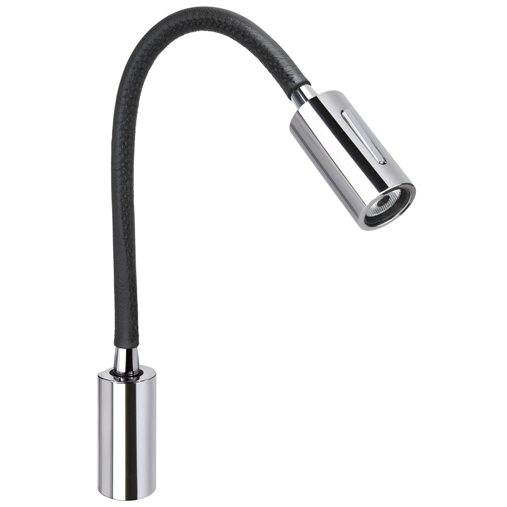 Quick Audrey Wall Light w/USB Daylight - Black Leather - Chrome — marine interior / courtesy light