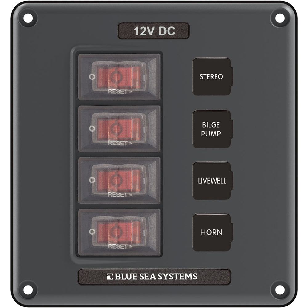 Blue Sea Systems Blue Sea 4320 Circuit Breaker Switch Panel 4 Position - Gray — marine electrical panels