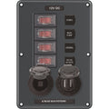 Blue Sea Systems Blue Sea 4321 Circuit Breaker Switch Panel 4 Position - Gray w/12V Socket & Dual USB — marine electrical panels