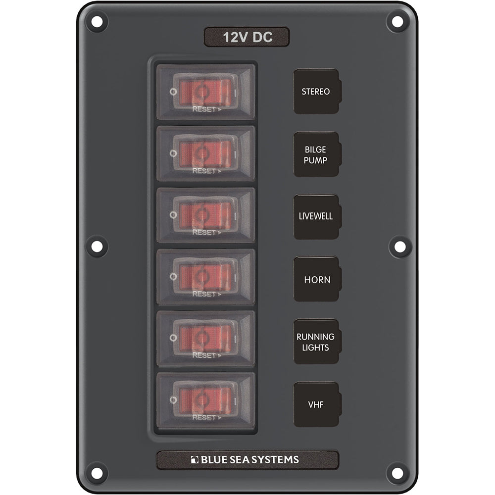Blue Sea Systems Blue Sea 4322 Circuit Breaker Switch Panel 6 Position - Gray — marine electrical panels