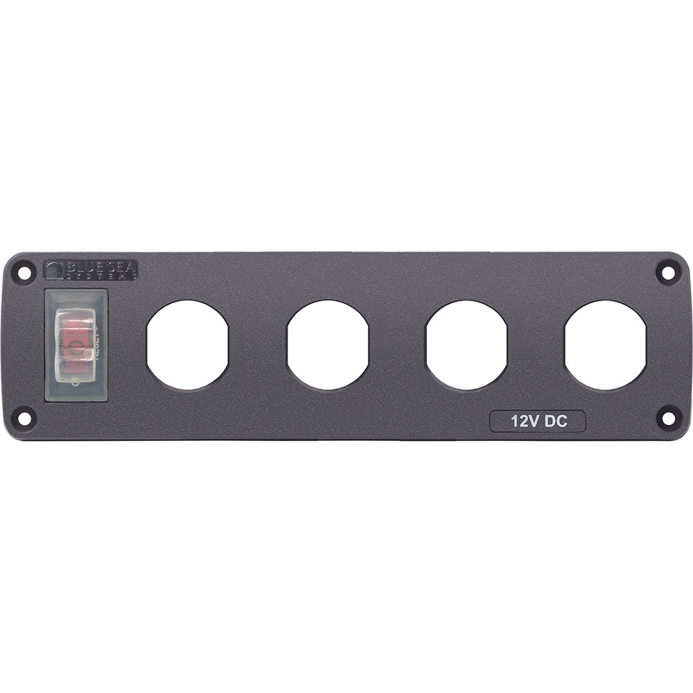 Blue Sea Systems Blue Sea Water Resistant USB Accessory Panel - 15A Circuit Breaker, 4x Blank Apertures — marine accessories