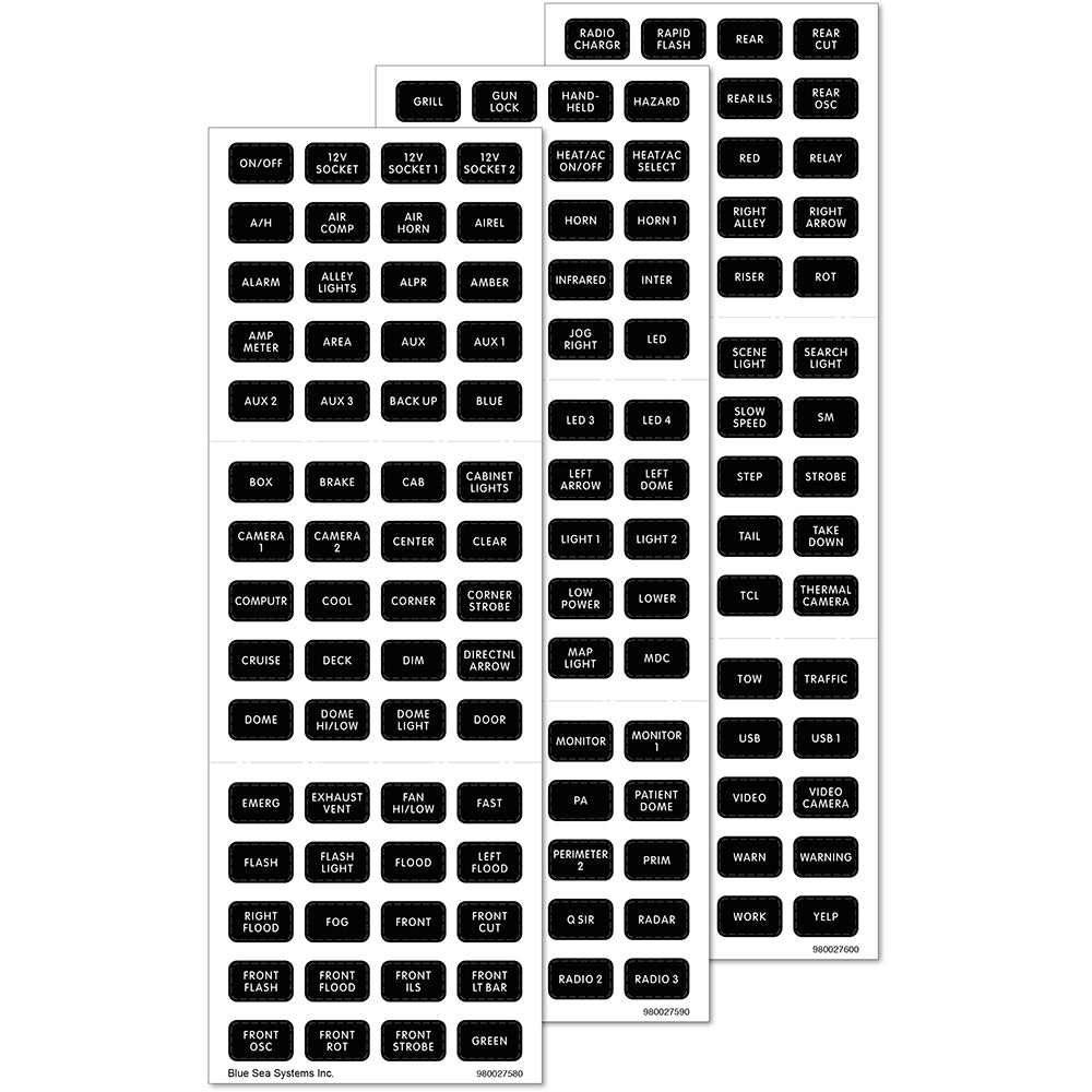 Blue Sea Systems Blue Sea 7870 Black 180 Label Set - Emergency Vehicles — marine accessories