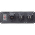 Blue Sea Systems Blue Sea 4365 Water Resistant USB Accessory Panel - 15A Circuit Breaker, 12V Socket, 2x 2.1A Dual USB Chargers — marine accessories