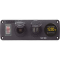 Blue Sea Systems Blue Sea 4366 Water Resistant USB Accessory Panel - Circuit Breaker, 12V Socket, Dual USB Charger, Mini Voltmeter — marine accessories