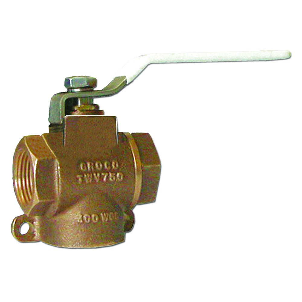 GROCO 1/2" NPT Bronze 3-Way Valve — marine fittings