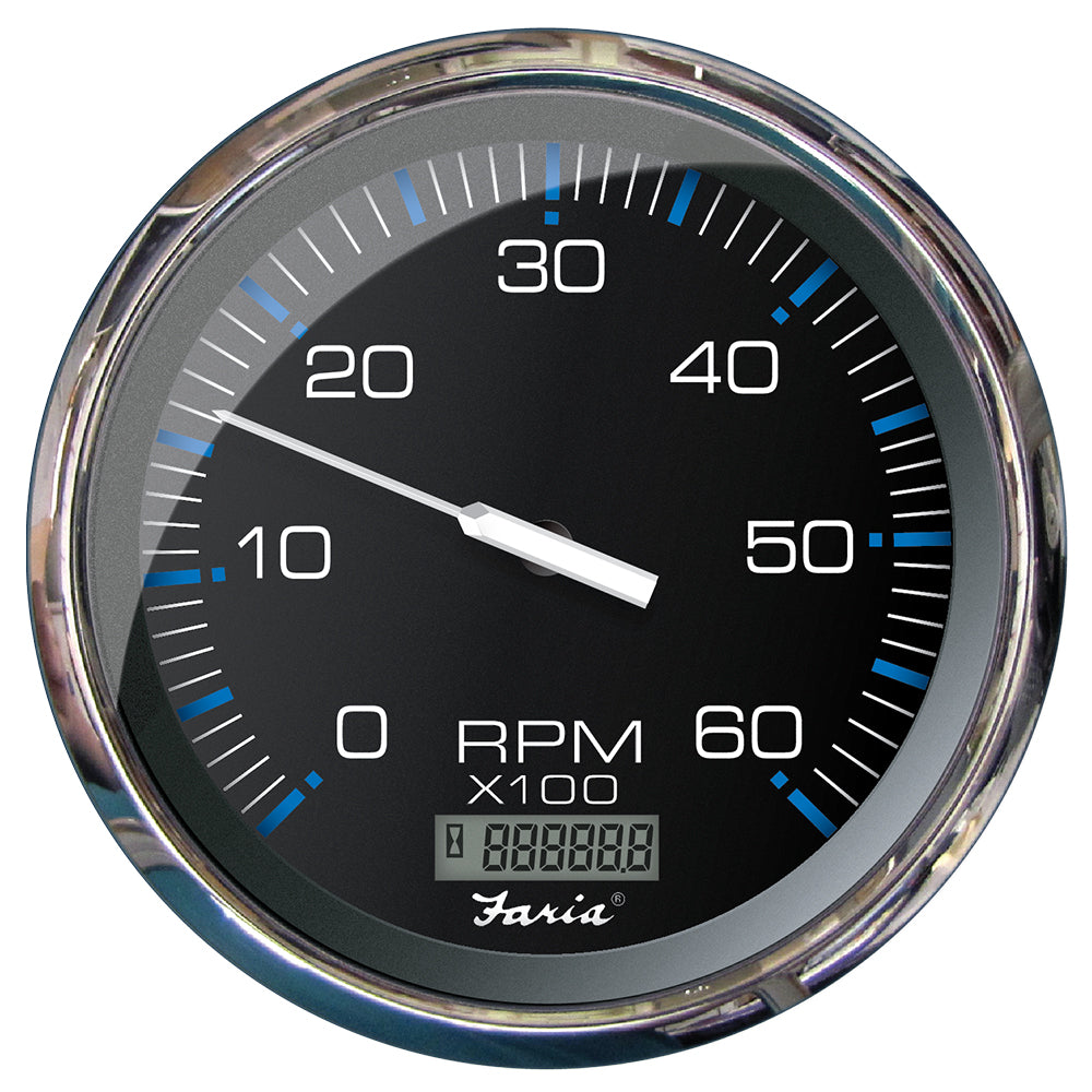 Faria Beede Instruments Faria Chesapeake Black 5" Tachometer w/Digital Hourmeter - 6000 RPM (Gas) (Inboard) — marine gauges