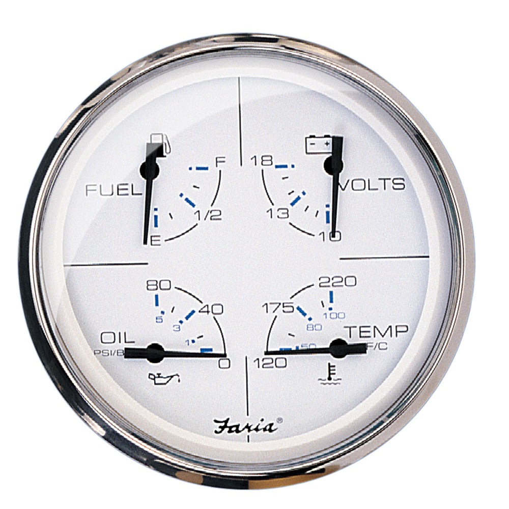 Faria Beede Instruments Faria Chesapeake White SS 5" Multifunction Gauge — marine gauges