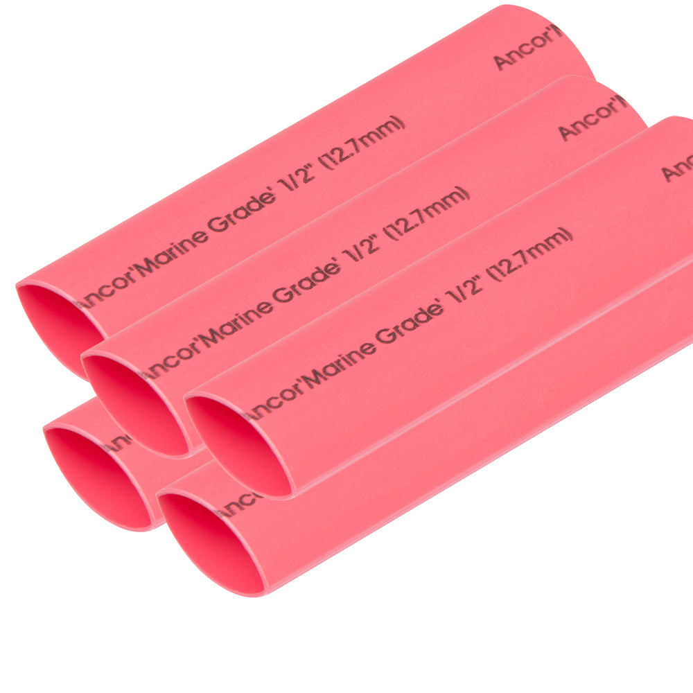 Ancor Heat Shrink Tubing 1/2" x 6" - Red - 5 Pieces — marine wire management