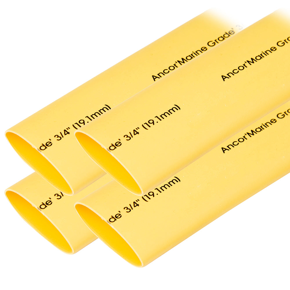 Ancor Heat Shrink Tubing 3/4" x 6" - Yellow - 4 Pieces — marine wire management