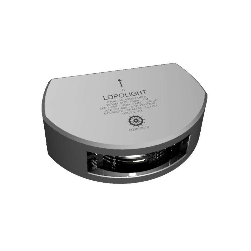 Lopolight Series 301-006 - Stern Light - 2NM - Vertical Mount - White - Silver Housing — marine navigation lights