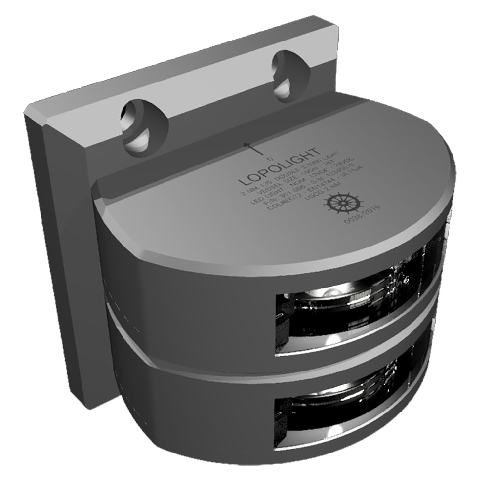 Lopolight Series 301-006 - Double Stacked Stern Light - 2NM - Vertical Mount - White - Silver Housing — marine navigation lights