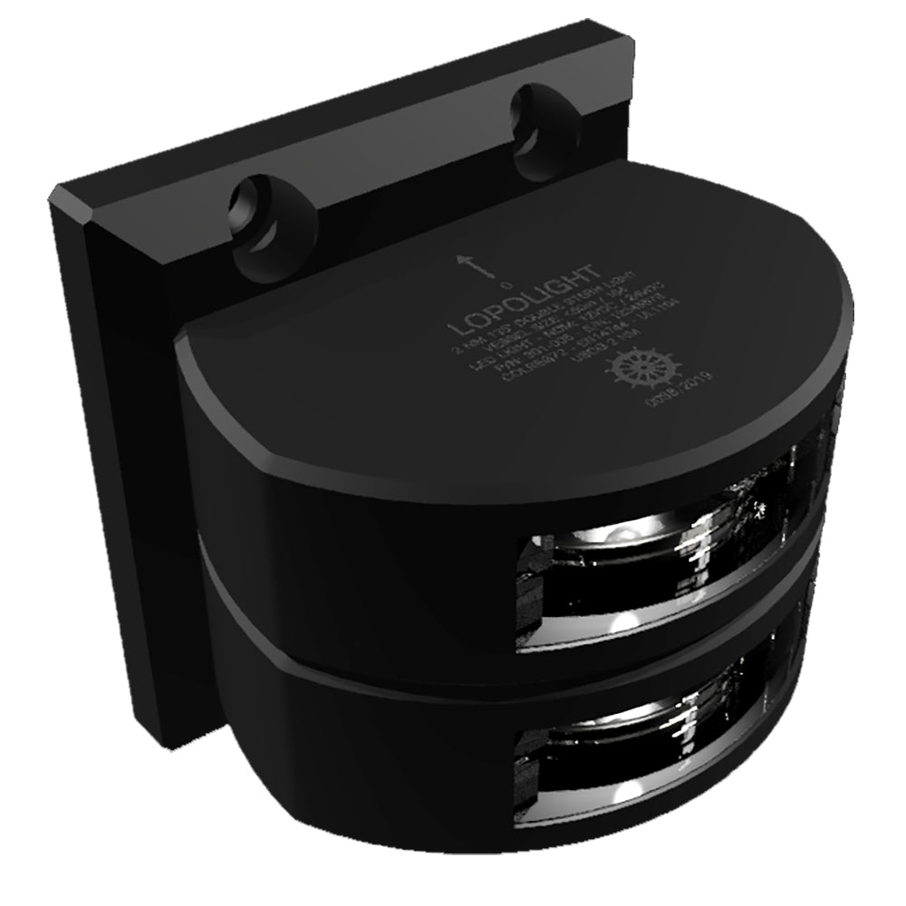 Lopolight Series 301-006 - Double Stacked Stern Light - 2NM - Vertical Mount - White - Black Housing — marine navigation lights