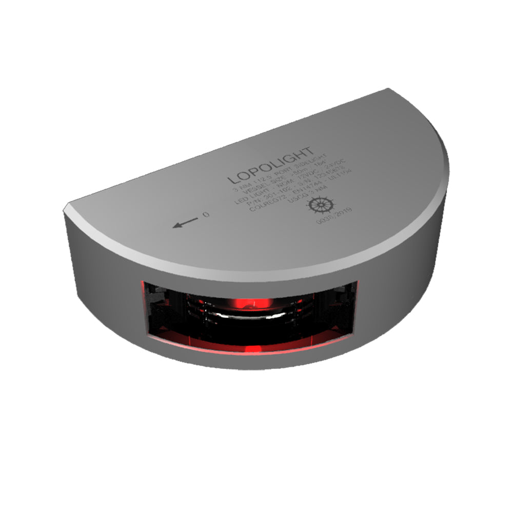 Lopolight Series 301-102 - Port Sidelight - Vertical Mount - 3NM - Red - Silver Housing — marine navigation lights