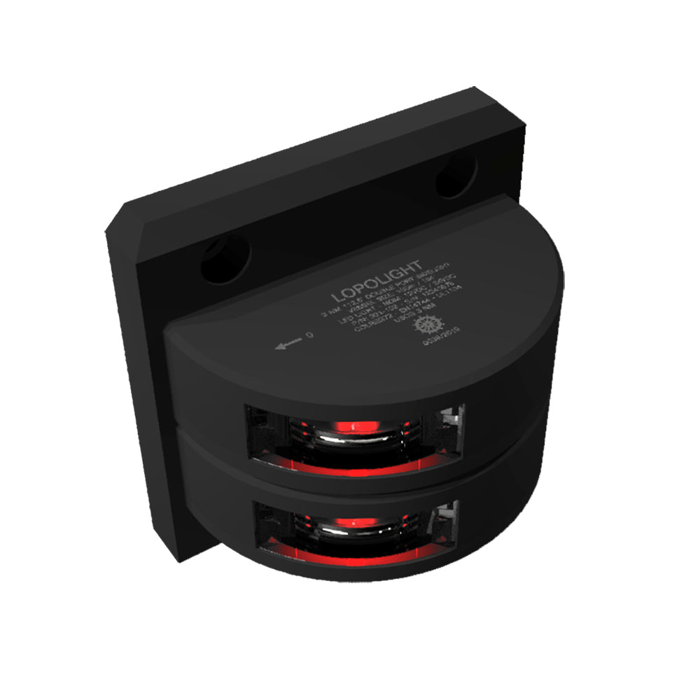 Lopolight Series 301-102 - Double Stacked Port Sidelight - 3NM - Vertical Mount - Red - Black Housing — marine navigation lights