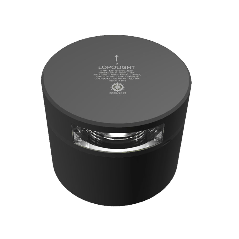 Lopolight Series 301-105 - Stern Light - 3NM - Horizontal Mount - White - Black Housing — marine navigation lights