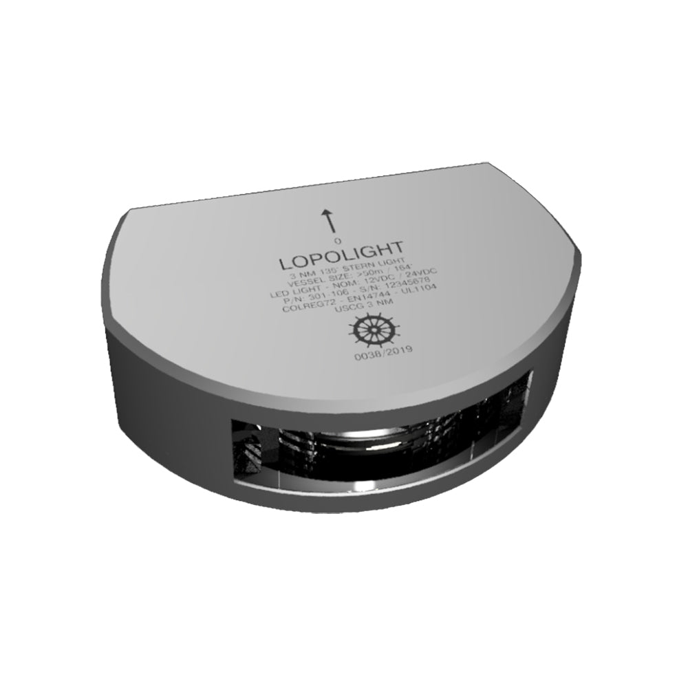 Lopolight Series 301-106 - Stern Light - 3NM - Vertical Mount - White - Silver Housing — marine navigation lights