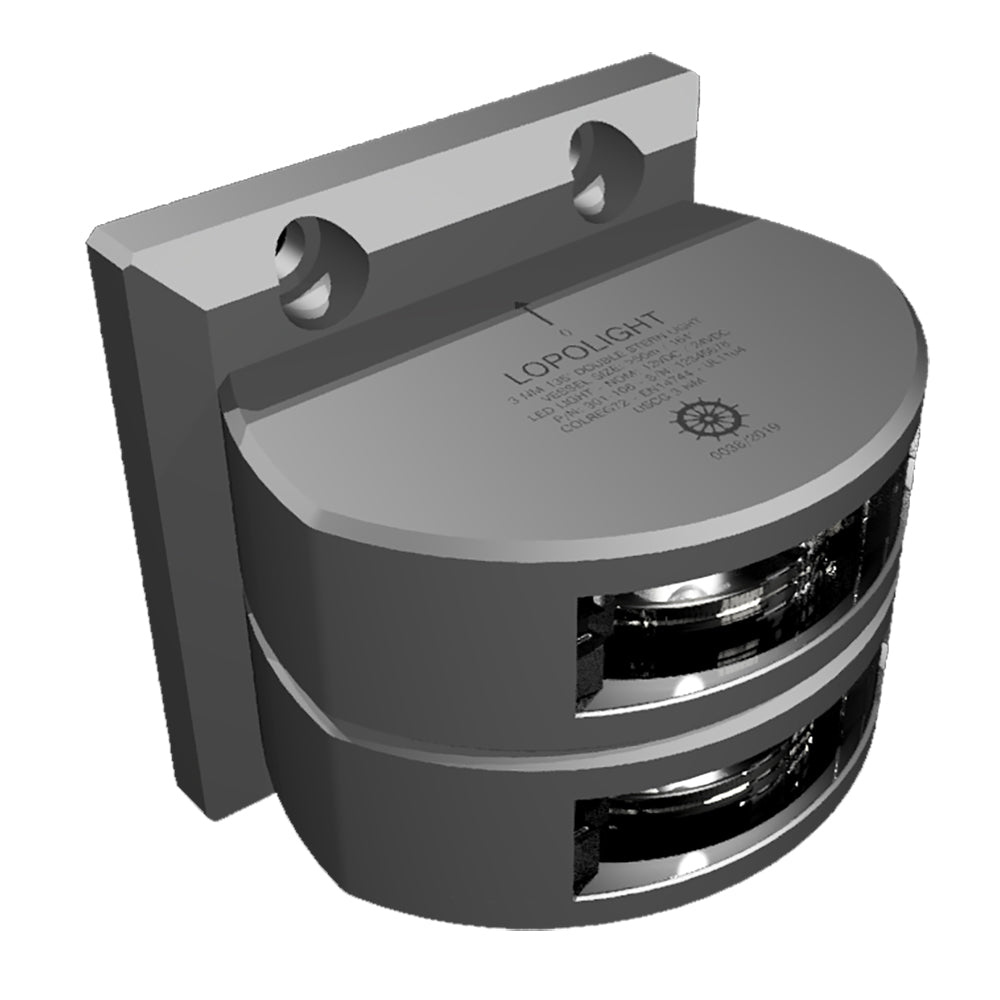 Lopolight Series 301-106 - Double Stacked Stern Light - 3NM - Vertical Mount -White - Silver Housing — marine navigation lights