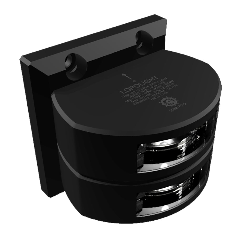 Lopolight Series 301-106 - Double Stacked Stern Light - 3NM - Vertical Mount -White - Black Housing — marine navigation lights