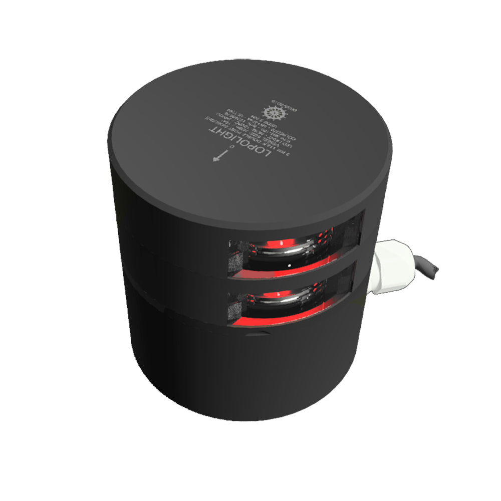 Lopolight Series 301-109 - Double Stacked Navigation Light - 3NM - Horizontal Mount - Red - Black Housing — marine navigation lights