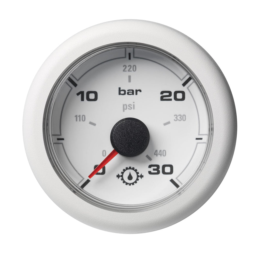 Veratron 52MM (2-1/16") OceanLink Transmission Oil Pressure Gauge - 30 Bar/440 PSI - White Dial & Bezel — marine gauges