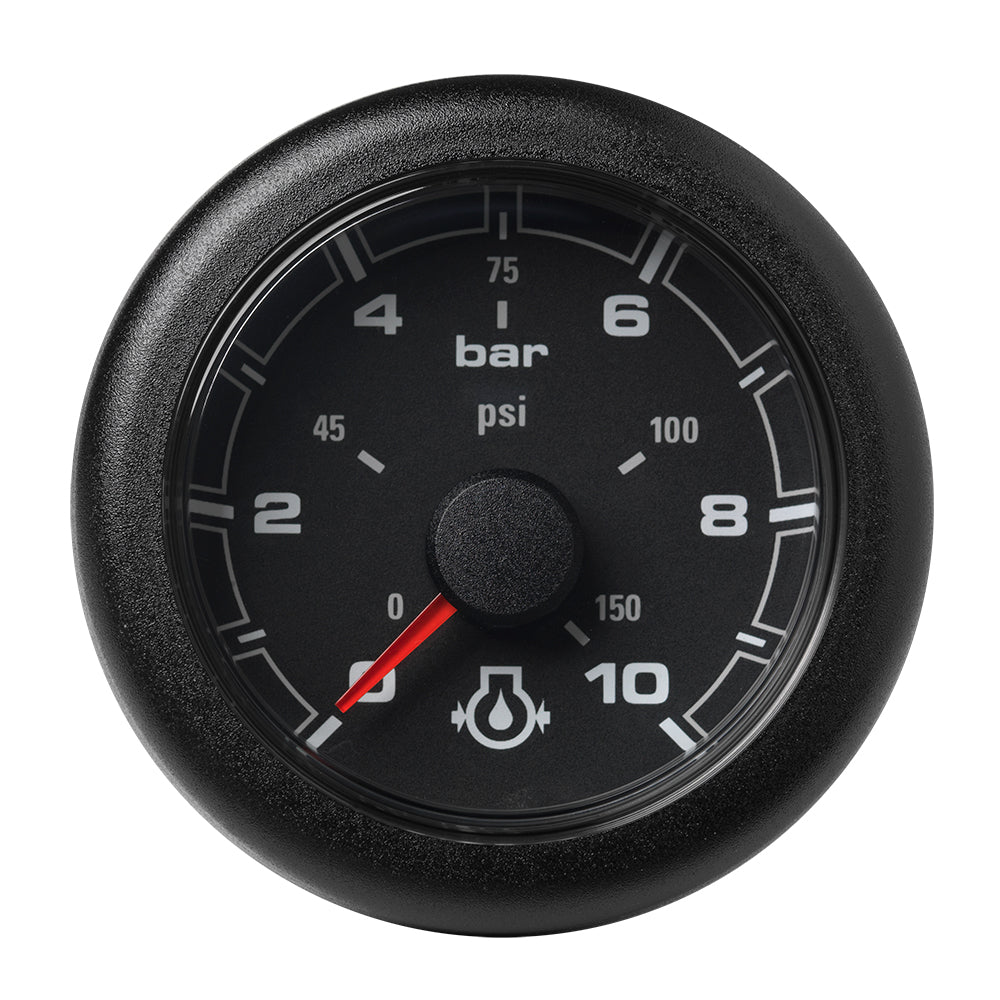 Veratron 52MM (2-1/16") OceanLink Engine Oil Pressure Gauge -10 Bar/150 PSI - Black Dial & Bezel — marine gauges