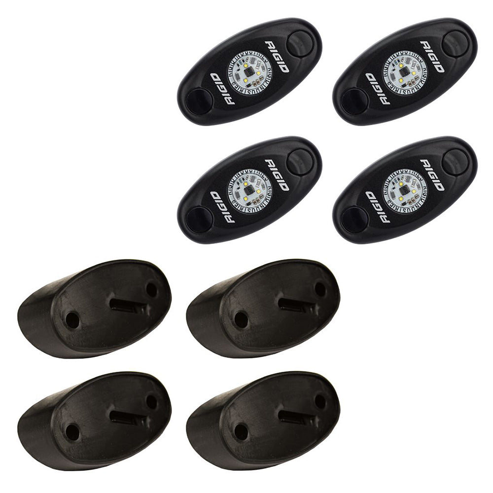 RIGID Industries A-Series Rock Light Kit - 4 Blue Lights - Black — marine interior / courtesy light