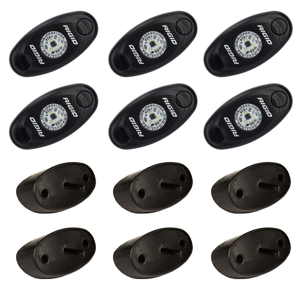 RIGID Industries A-Series Rock Light Kit - 6 Blue Lights - Black — marine interior / courtesy light