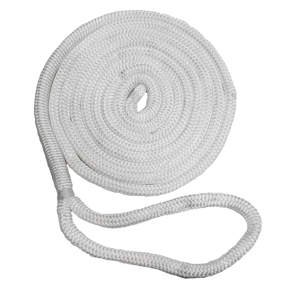 New England Ropes 3/8" Double Braid Dock Line - White - 25' — marine dock line