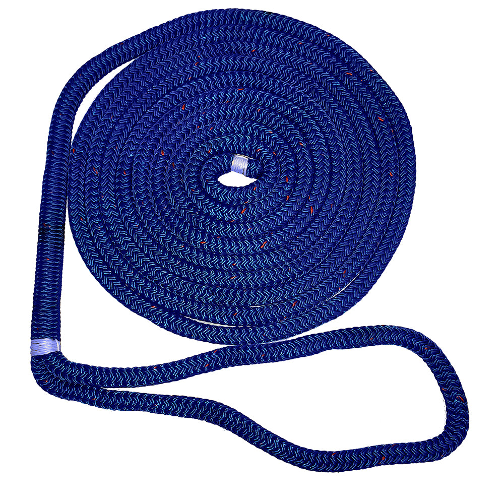 New England Ropes 1/2" Double Braid Dock Line - Blue w/Tracer - 15' — marine dock line