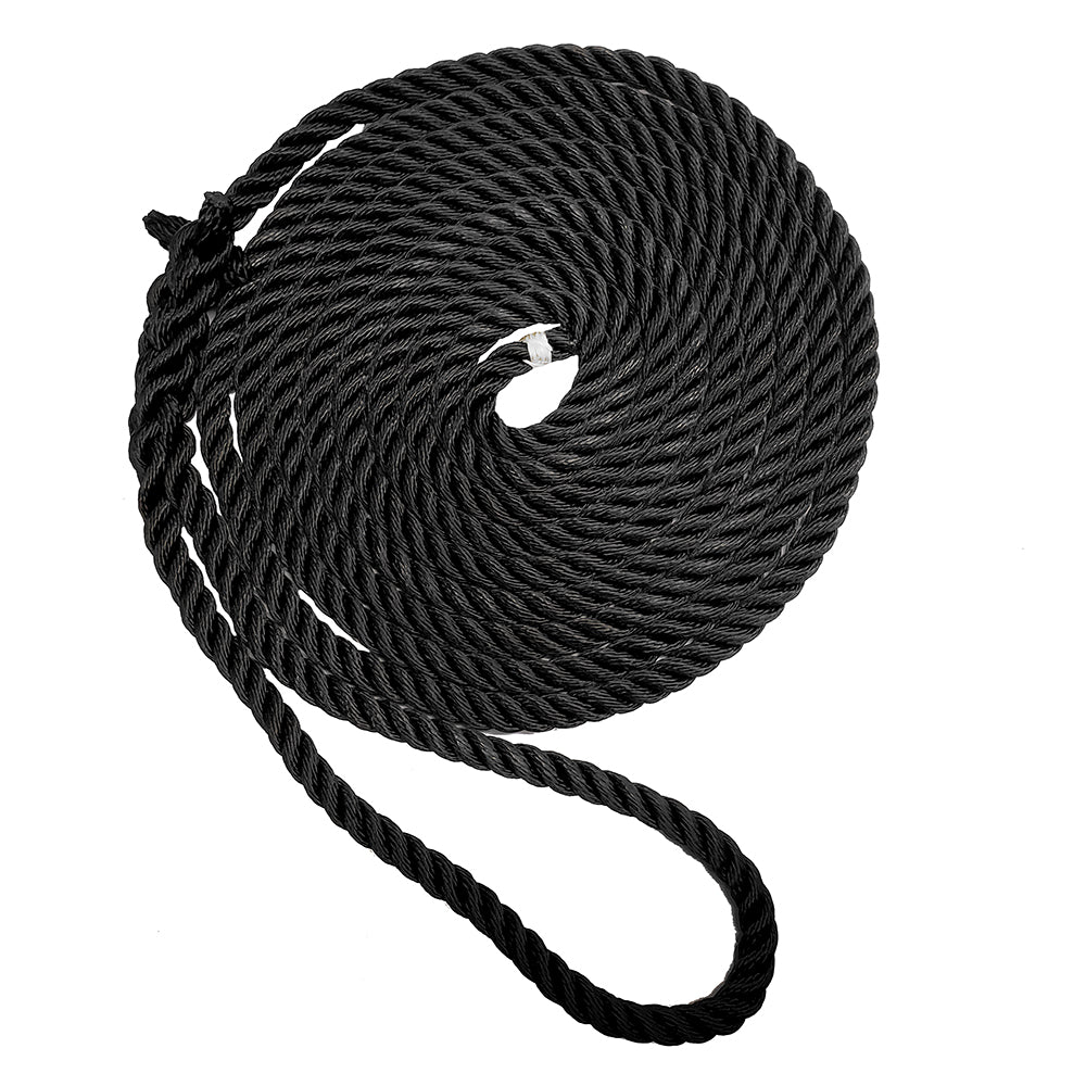 New England Ropes 3/4" Premium 3-Strand Dock Line - Black - 35' — marine dock line