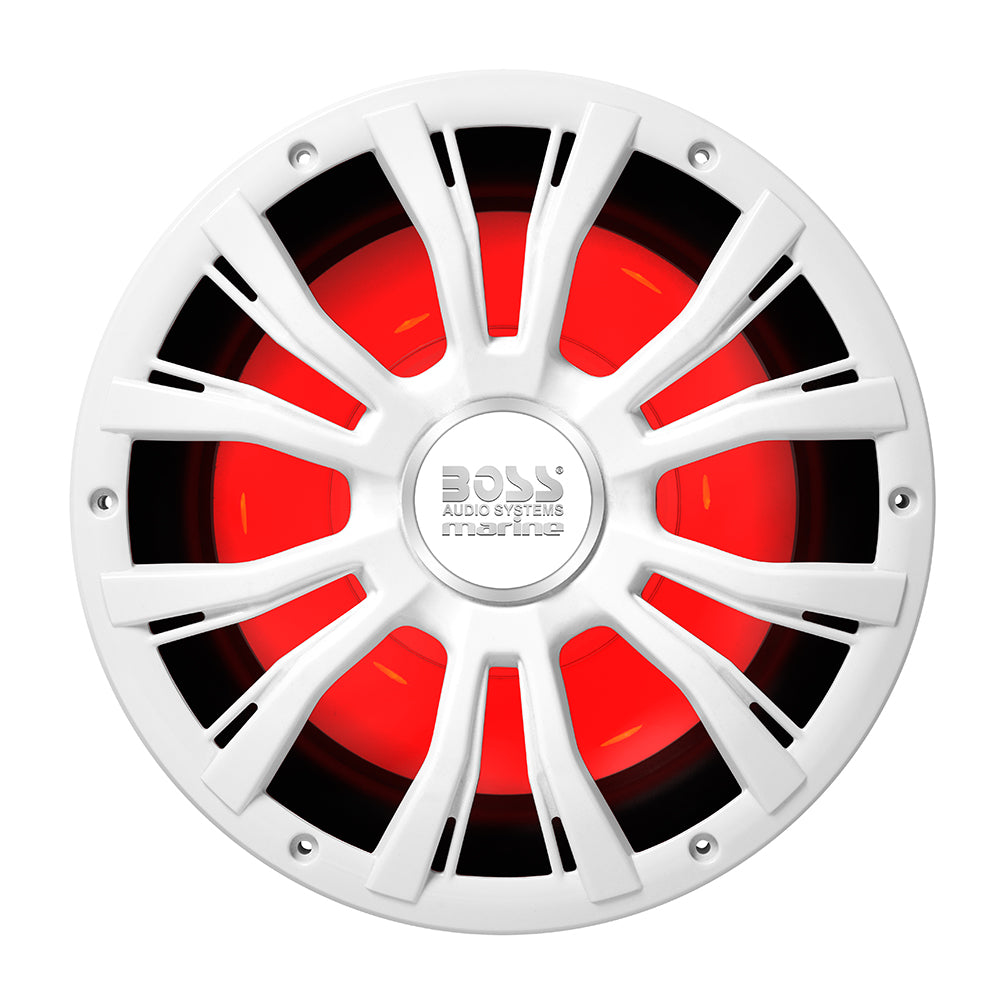 Boss Audio 10" MRG10W Subwoofer w/RGB Lighting - White - 800W — marine subwoofers