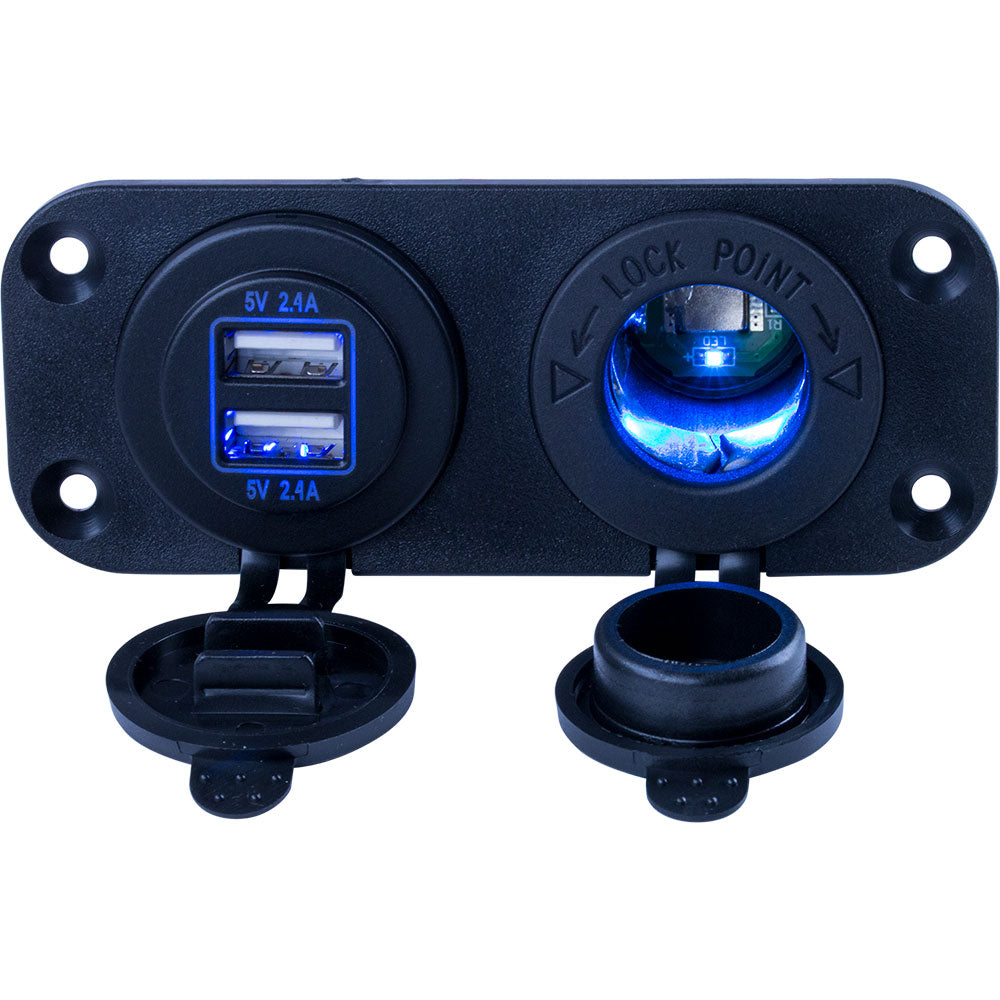 Sea-Dog Double USB & Power Socket Panel — marine accessories