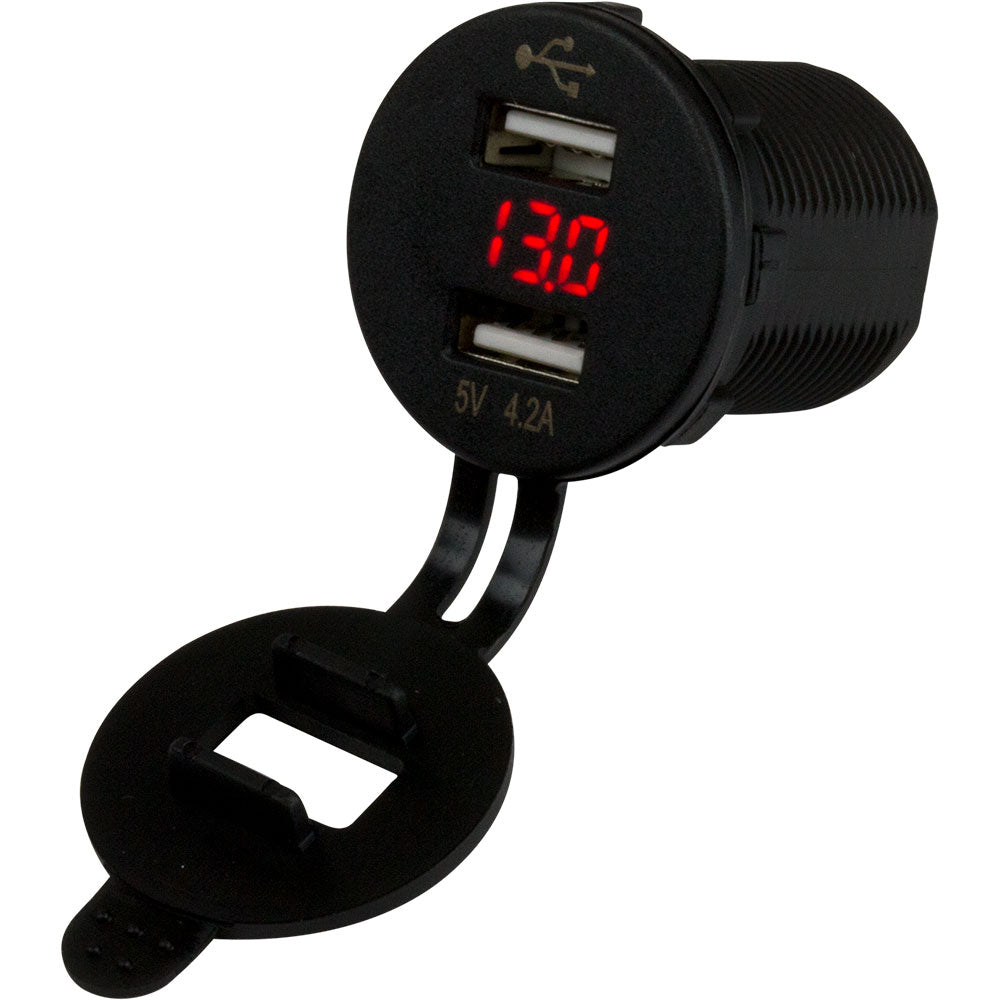 Sea-Dog Dual USB Socket/Voltmeter w/Hidden Display — marine accessories