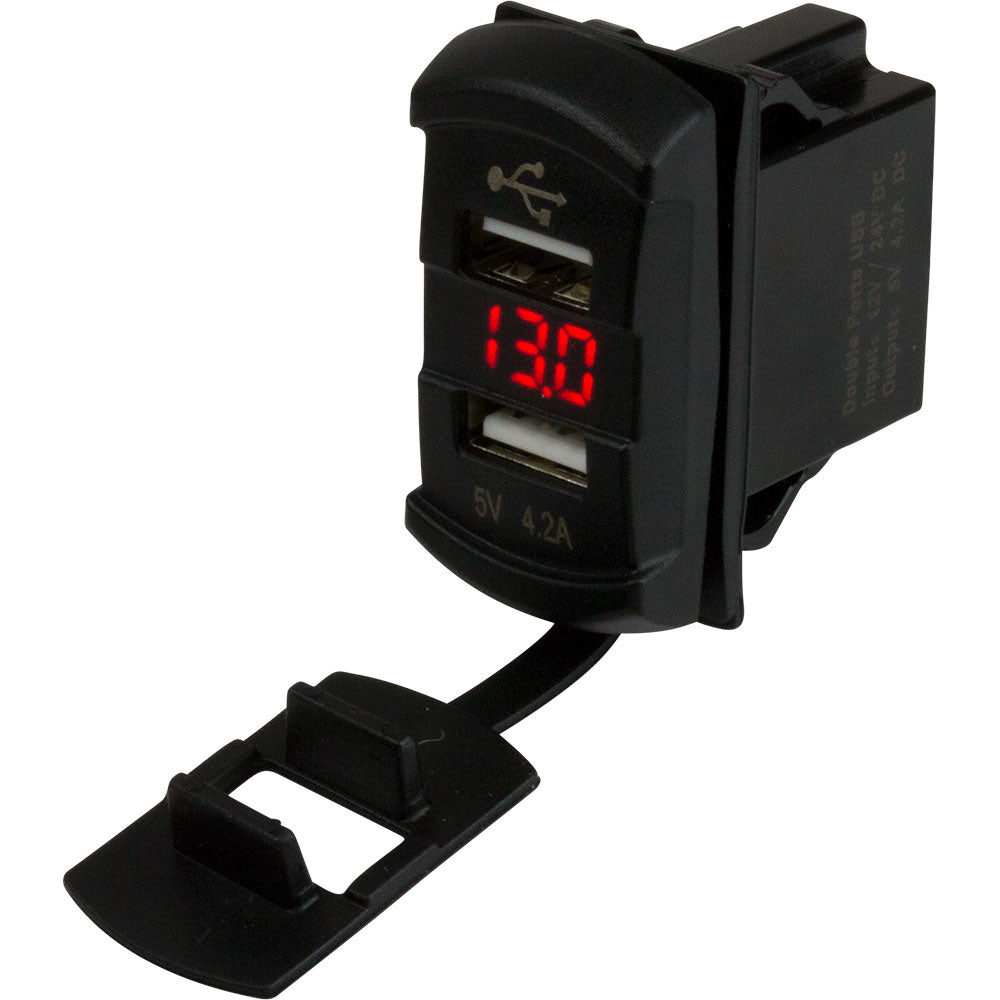 Sea-Dog Dual USB Rocker Switch Style Voltmeter w/Hidden Display — marine accessories