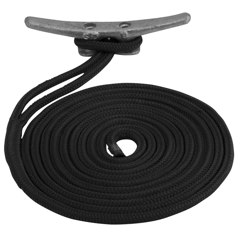 Sea-Dog Double Braided Nylon Dock Line - 5/8" x 15' - Black — marine dock line