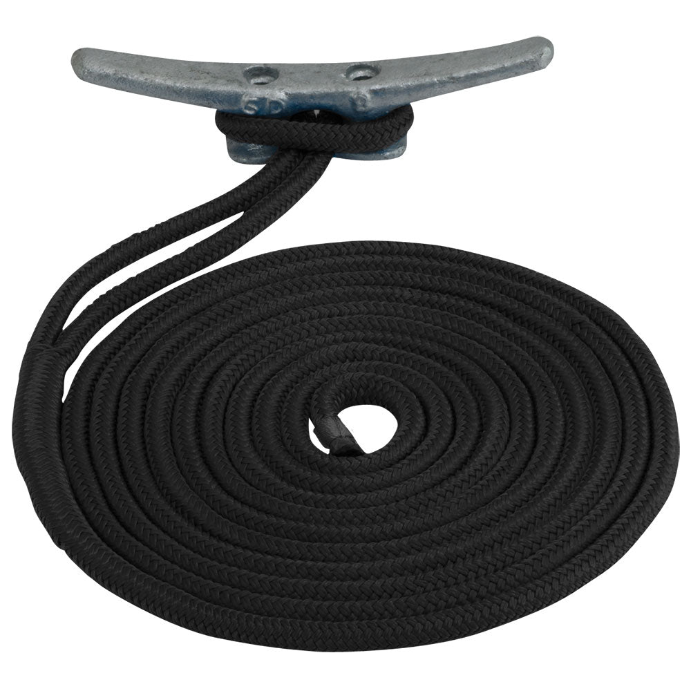 Sea-Dog Double Braided Nylon Dock Line - 5/8" x 20' - Black — marine dock line